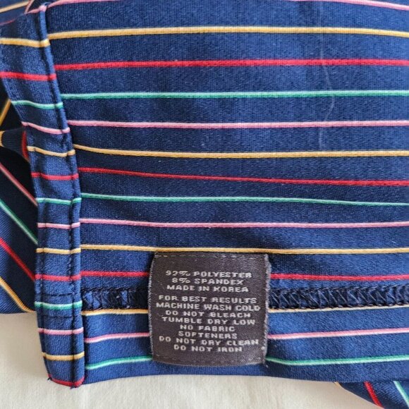 Turtleson golf polo navy striped short sleeve left chest embroidery button men L - Picture 3 of 12